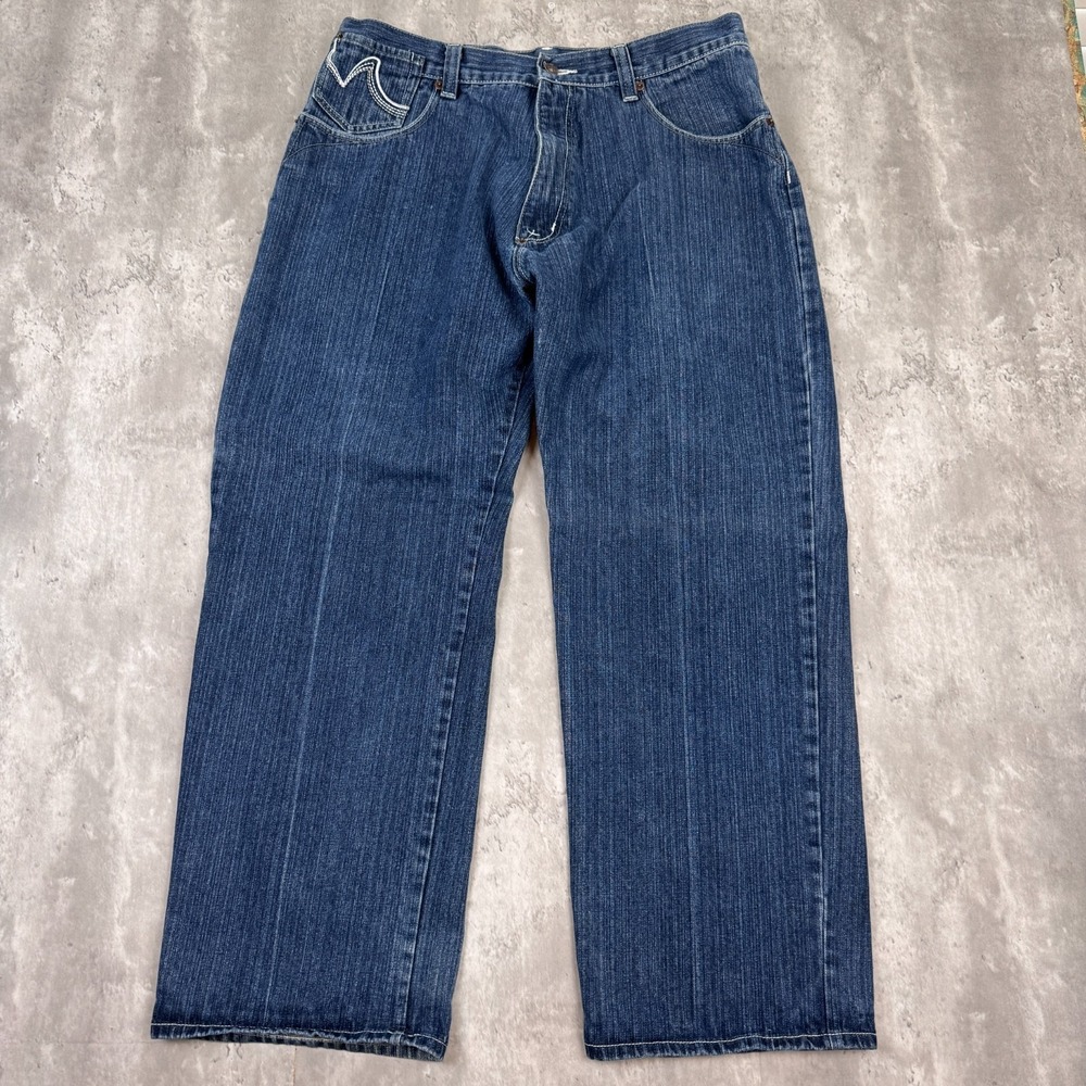Vintage Culture  Baggy Jeans Mens 38x32‎ Blue Denim Wide Grunge Skater Y2K